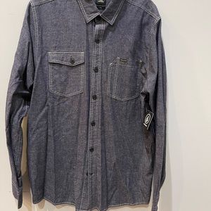 COPY - Volcom, denim, large long sleeve, mens shirt.